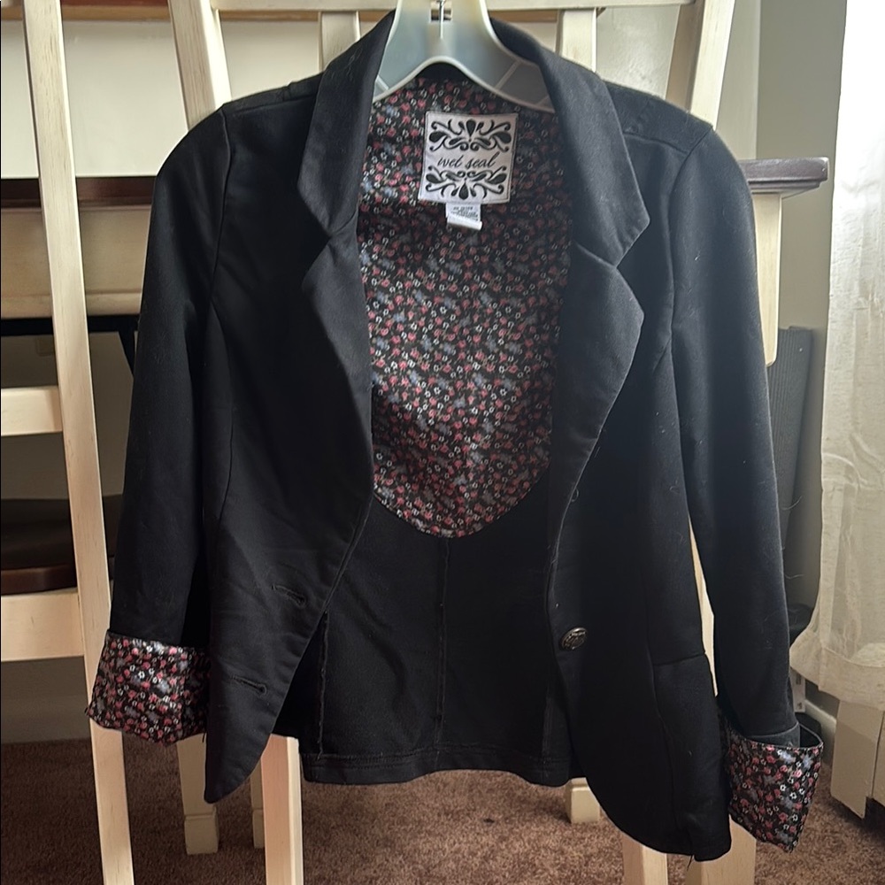 Wet Seal Black Blazer with Floral Lining